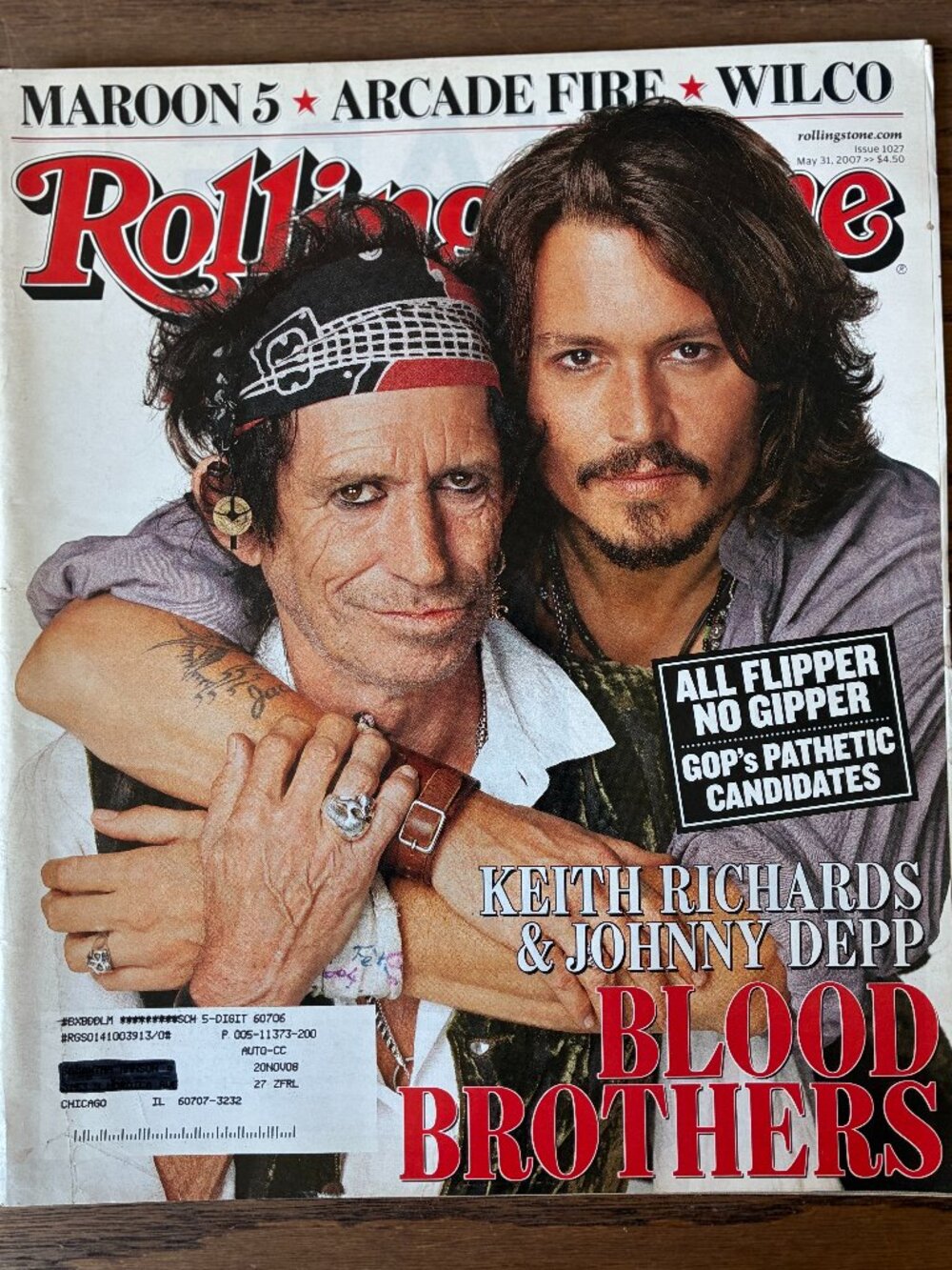 Rolling Stones Magazine Issue# 1027; Keith Richards & Johnny Depp; May 31, 2007